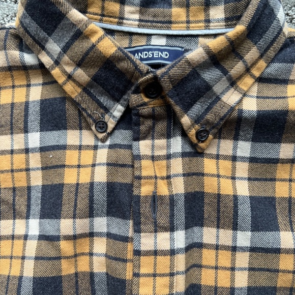 Men’s Land’s End Flannel Shirt in grey and yellow - Picture 8 of 9